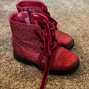 Gently used cat & Jack red glitter boots